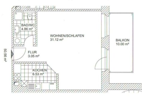 Attraktive 1-Raumwohnung – geeignet für Studenten/Azubis, 04205 Leipzig, Apartment